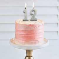 Age 2 Glitter Numeral Moulded Pick Candle Silver