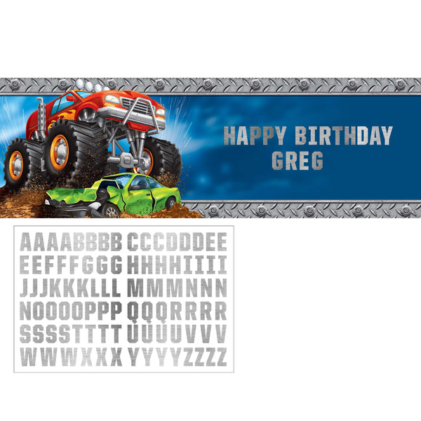 Monster Truck Giant Party Banner with Stickers