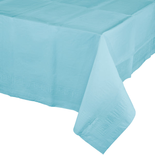 Plastic Lined Polytissue Tablecover Pastel Blue
