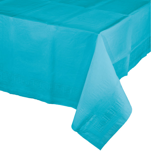 Plastic Lined Polytissue Tablecover Bermuda Blue