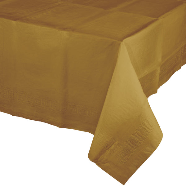 Plastic Lined Polytissue Tablecover Glittering Gold