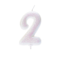 Age 2 Glitter Numeral Moulded Pick Candle Iridescent