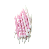 Polka-Dot & Candy-Cane Stripe Candles Light Pink & White with Holders