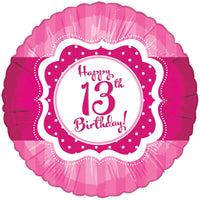 Perfectly Pink 13th Birthday Foil Balloon