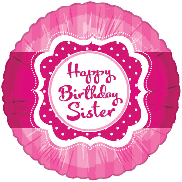Perfectly Pink Happy Birthday Sister Foil Balloon