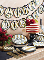Black and Gold Happy Birthday Lunch Napkins 3 ply