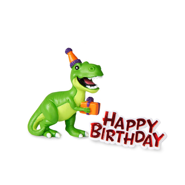 Dinosaur Resin Cake Topper & Red Happy Birthday Motto