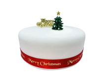 Green Tree Resin Cake Topper & Gold Merry Christmas Motto