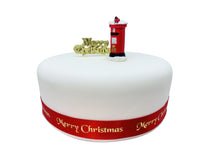 Classic Post Box Resin Cake Topper & Gold Merry Christmas Motto