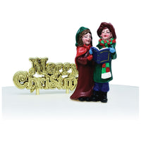 Christmas Carollers Resin Cake Topper & Gold Merry Christmas Motto
