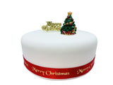 Traditional Christmas Tree Resin Cake Topper & Gold Merry Christmas Motto Luxury Boxed
