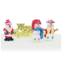 Festive Fun Plastic Cake Topper Picks & Gold Merry Christmas Motto