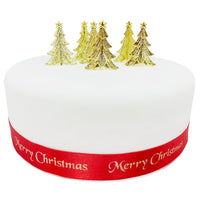 Festive Tree Plastic Cake Topper Picks Gold