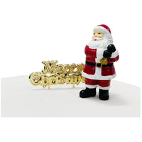 Traditional Santa Resin Cake Topper & Gold Merry Christmas Motto Luxury Boxed