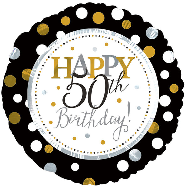 Metallic Polka Happy 50th Birthday Foil Balloon