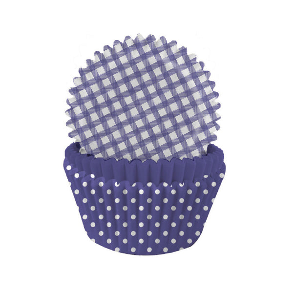Amethyst Gingham and Polka Mix Cupcake Cases in Rip-Top CDU