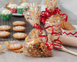 Gingerbread Pattern Cello Treat Bags with Twist Ties