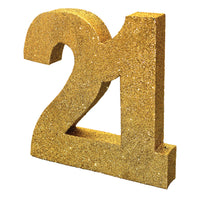 Number 21 Glitter Table Decoration Gold
