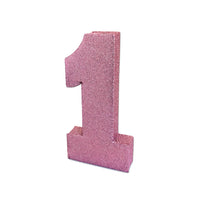 Number 1 Glitter Table Decoration Light Pink