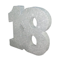 Number 18 Glitter Table Decoration Silver