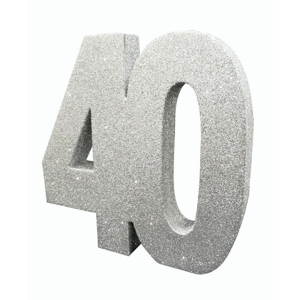 Number 40 Glitter Table Decoration Silver