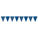 Navy and Gold Geode Paper Flag Bunting Age 60 Foil Stamped