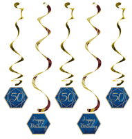 Navy and Gold Geode Age 50 Dizzy Danglers Assorted Foil Stamped