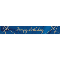 Navy and Gold Geode Happy Birthday Foil Banner