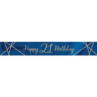 Navy and Gold Geode Age 21 Foil Banner