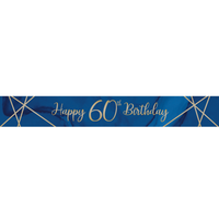 Navy and Gold Geode Age 60 Foil Banner
