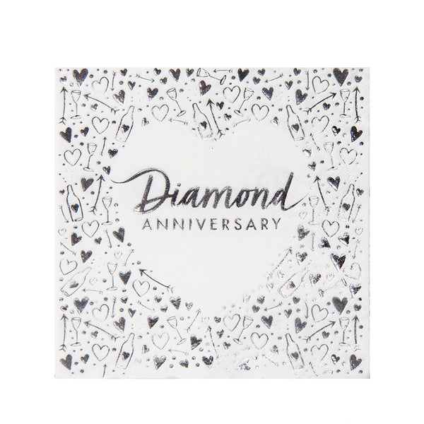 Diamond Anniversary Lunch Napkins 3 ply Foil Stamped