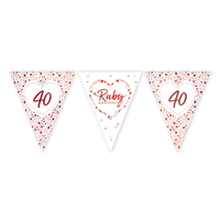 Ruby Anniversary Paper Flag Bunting Foil Stamped