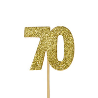 Glitter '70' Numeral Cupcake Toppers Gold