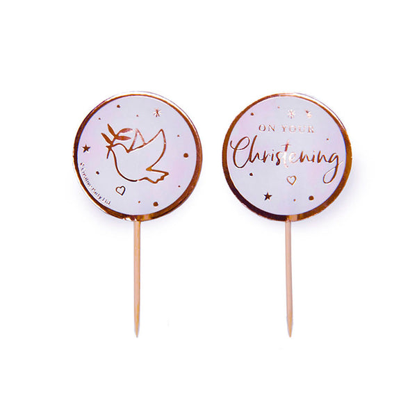 Pink On Your Christening Cupcake Toppers