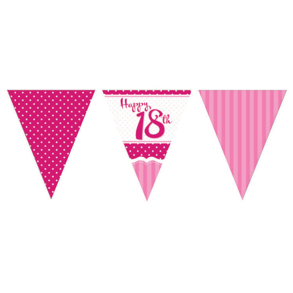 Perfectly Pink 18th Birthday Paper Flag Bunting