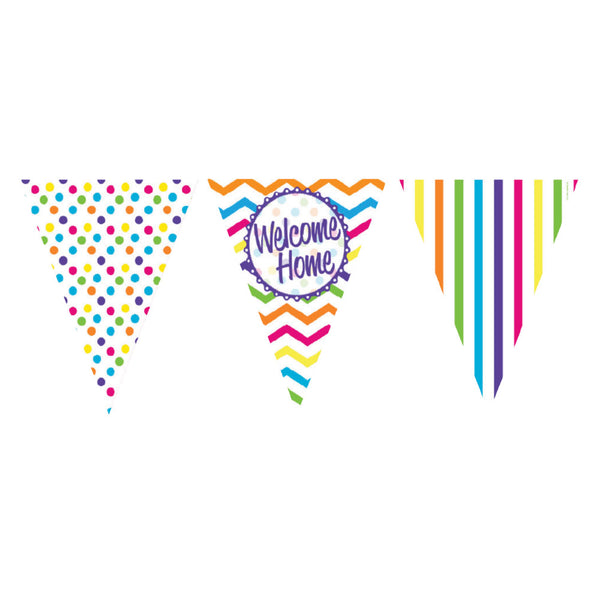 Chevron Stripe Welcome Home Paper Flag Bunting