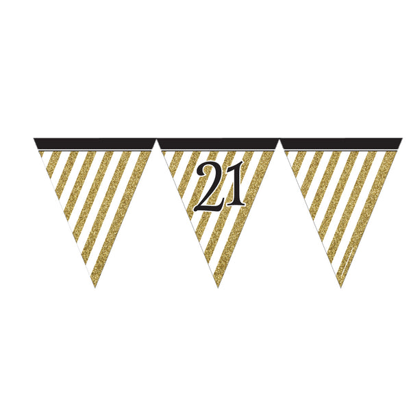 Black and Gold 21 Paper Flag Bunting