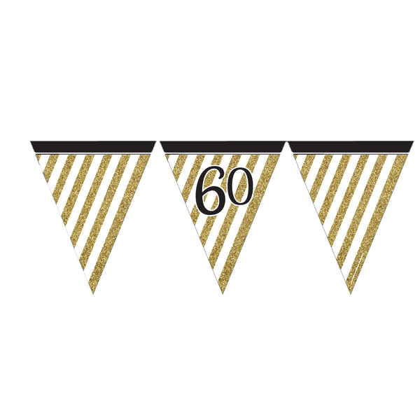 Black and Gold 60 Paper Flag Bunting