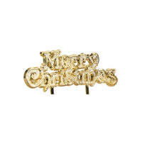 Merry Christmas Motto Cake Toppers Gold Bulk