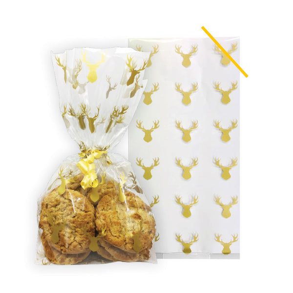 Gold Stag Cello Treat Bags with Twist Ties