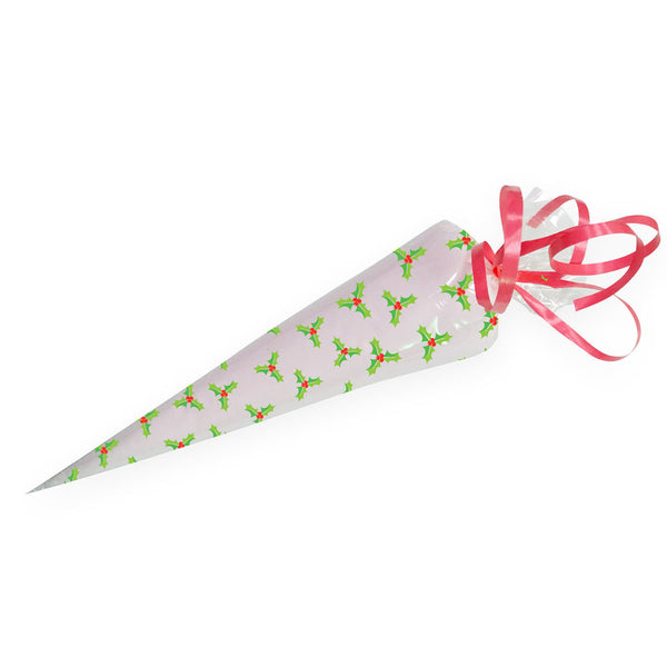 Holly Cello Cone Treat Bags with Twist Ties