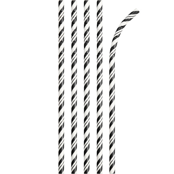 Black Velvet Striped Paper Straws with ECO-FLEX® Technology