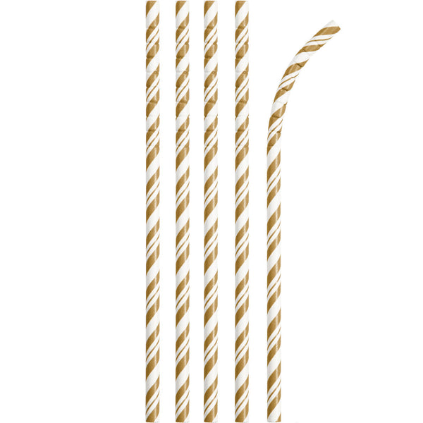 Glittering Gold Striped Paper Straws with ECO-FLEX® Technology