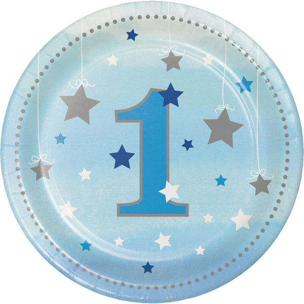 One Little Star Boy 1st Birthday Paper Lunch Plates Sturdy Style