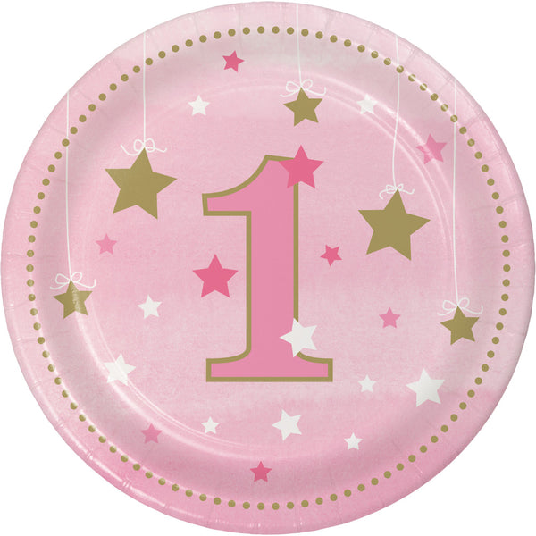 One Little Star Girl 1st Birthday Paper Lunch Plates Sturdy Style