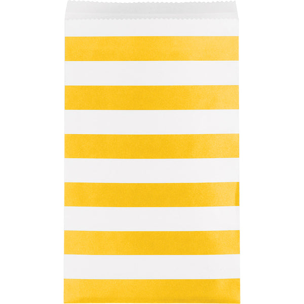 Medium Striped Paper Treat Bags School Bus Yellow