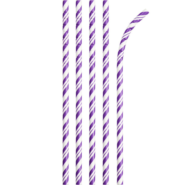 Amethyst Striped Paper Straws with ECO-FLEX® Technology