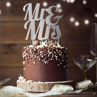 Glitter Mr & Mrs Cake Topper Silver