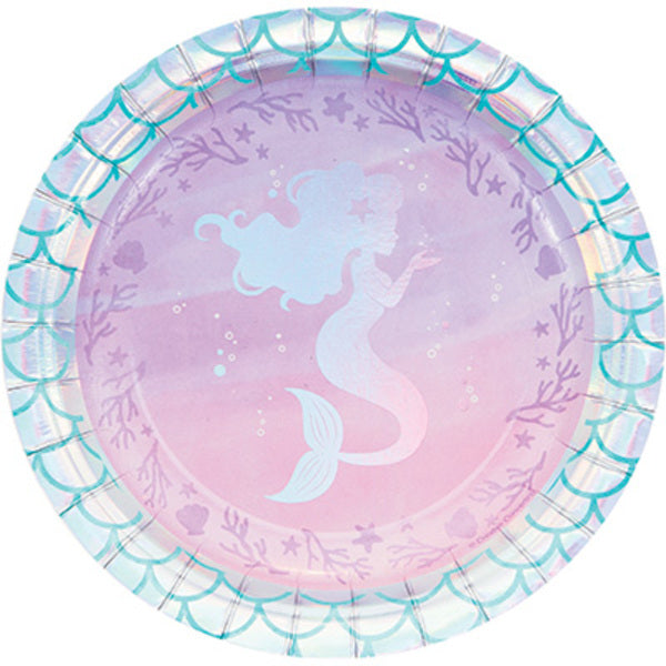 Mermaid Shine Paper Lunch Plates Iridescent Foil