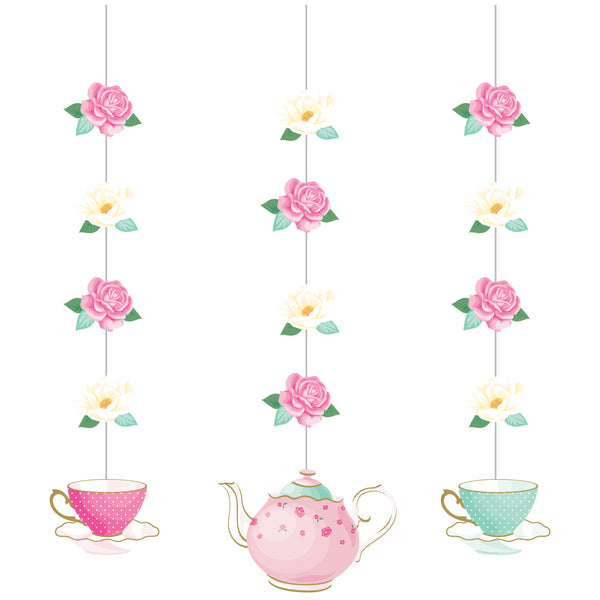 Floral Tea Party Hanging Cutouts